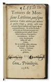 LAW  LITTLETON, THOMAS. Les Tenures de Monsieur Littleton.  1588